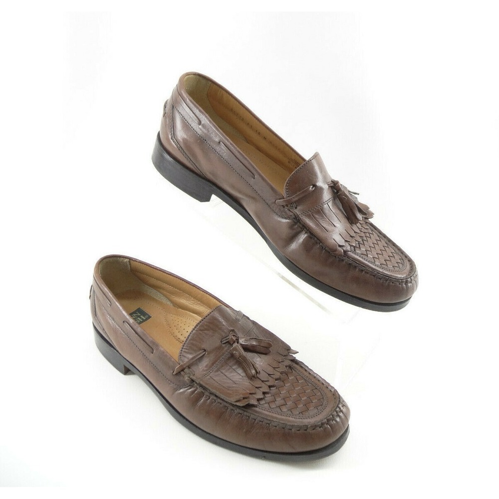 Nunn Bush Brown Weave Tassel Loafers Leather Slip On‎ Mens Shoes Size 10 M